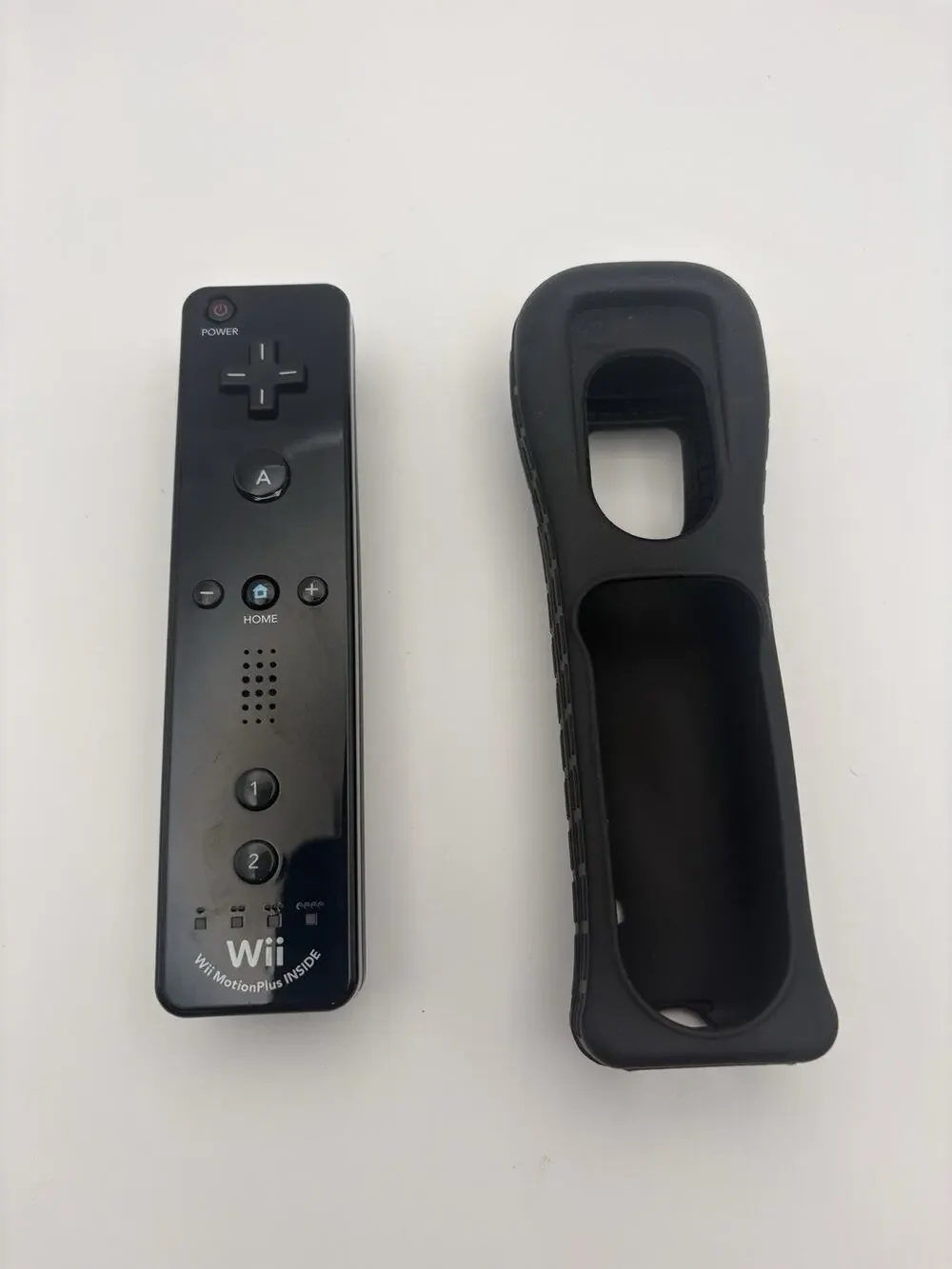 OEM Nintendo Wii Motion Plus Black Controller RVL-036 W/ Silicone Cover Tested